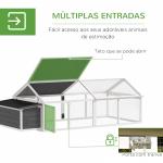 Galinheiro de Madeira para 4 - 8 Galinhas com Teto Abatível Portas com Fechadura e Caixa Ninho 240x112,5x76 cm Branco