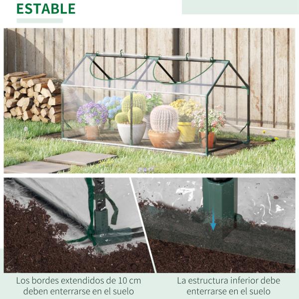 Estufa 119x60x60cm Estufa de Jardim com 2 Janelas Enroláveis para Cultivo de Plantas Verduras Flores Transparente
