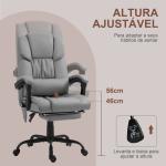 Cadeira de Escritório com Massagem de 6 Pontos Encosto Alto Reclinável Apoio para Pés e Controlo Remoto 66x75x112 - 122 cm Cinza