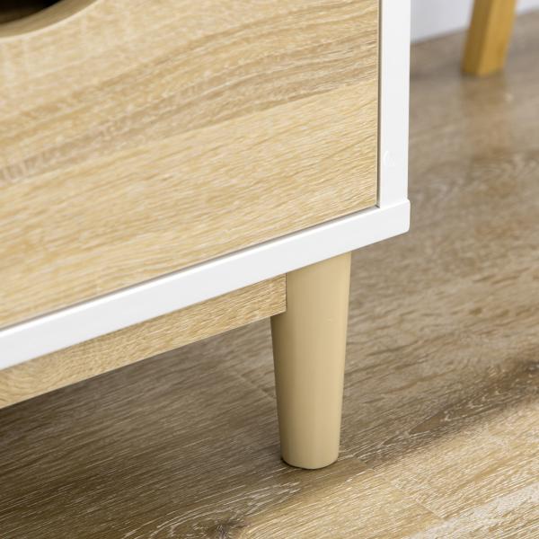 Móvel de TV para Televisores de até 55" com Prateleiras de Armazenamento e 4 Gavetas 120x40x44,5cm Branco e Carvalho