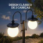 Candeeiro Solar de Exterior com Vaso 2 Cabeçais Impermeável IP44 Ligação Automática Altura Ajustável