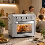Forno Elétrico de Bancada 30 L 1600 W com Air Fryer, 7 Funções e Temporizador, 43x39x39 cm, Prateado