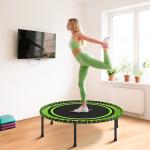 Trampolim de Fitness Adultos Ø114 cm com Estrutura de Aço Reforçada para Treino de Pernas Corpo Verde e Preto