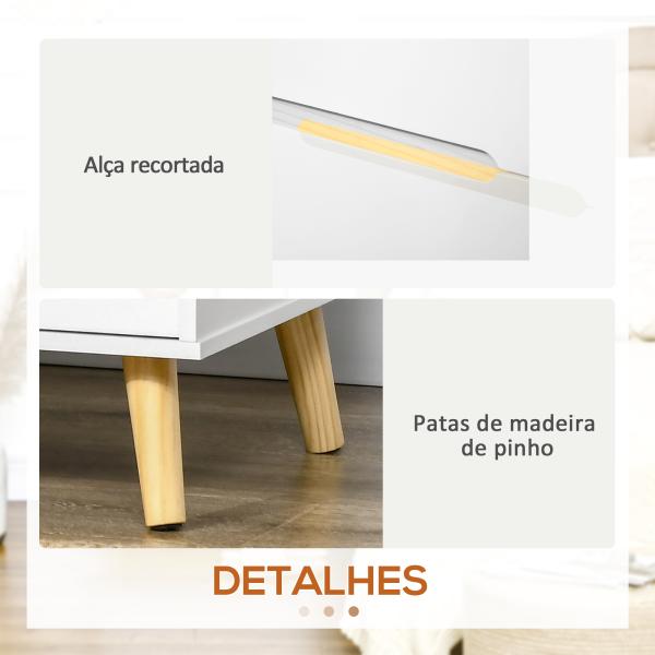 Mesa de Cabeceira com 2 Gavetas e Pés de Madeira Mesa de Cabeceira para Dormitório Estilo Moderno 50x40x50,5cm Branco