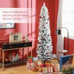 Árvore de Natal 210 cm Árvore de Natal Artificial Nevada com 180 Luzes LED 405 Ramos Verde e Branco