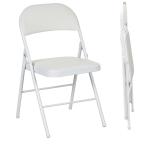 Conjunto de 2 Cadeiras Dobráveis com Encosto e Estrutura de Aço para Sala de Estar escritório Estúdio 45x46x78 cm Branco