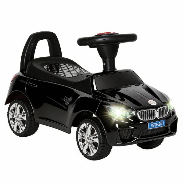 Carro Andador para Crianças com Faróis Música Buzina Volante Compartimento de Armazenamento 63,5x28x36 cm Preto