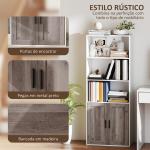 Estante para Livros Estreita Estante com Armário com Prateleira Ajustável 60x30x149,5 cm Branco e Castanho