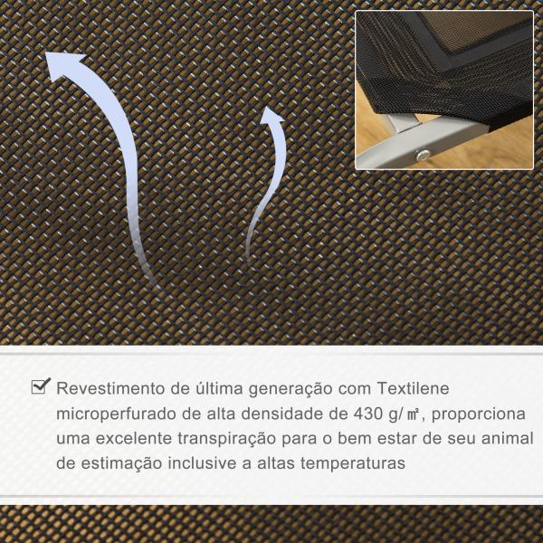 Cama Elevada para Animais de Estimação Cama para Cães e Gatos Desmontável Tecido Textilene Exterior Jardim Terraço 90x65x20cm Preto