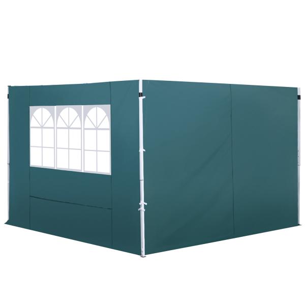 2 Paredes Laterais para Tenda 3x3 m Parede Lateral de Substituição de Tecido Oxford com Janela 300x200 cm Verde