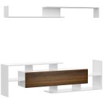 Móvel de TV Moderno Móvel para Televisores 153,6x25x42 cm e Prateleira de Parede 150x14,5x16,3 cm Branco e Marrom