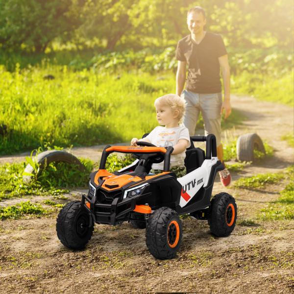 Carro Elétrico para Crianças 12V com 2 Motores Controlo Remoto 2,4G Velocidade até 7 km/h e USB 96x61x56 cm Laranja