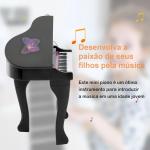 Piano para Crianças com 37 Teclas Microfone Banco Luzes 22 Músicas e Entrada para MP3 e USB 48x39x69 cm Preto