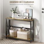 Mesa Consola de Estilo Industrial Mesa de Entrada de 2 Níveis com Estação de Carregamento 100x24x75 cm Castanho Rústico