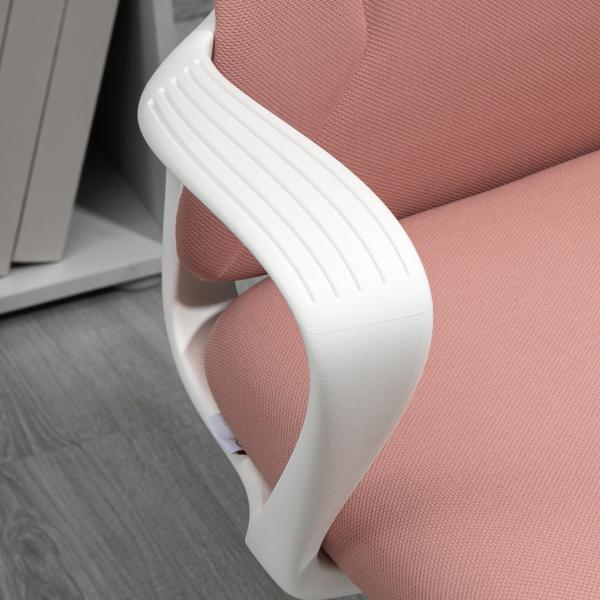Cadeira de Escritório Ergonómica com Altura Ajustável Função de Inclinação e Encosto Alto 62x56x110 - 119,5 cm Rosa