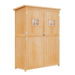 Abrigo de Jardim para Ferramentas Armário de Madeira para Exterior com Prateleira Dupla Porta Janelas e Teto Asfáltico 127,5x50x164cm Madeira