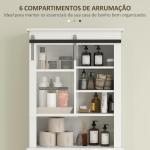 Móvel sobre Sanita com Porta de Correr Estilo Celeiro e 6 Compartimentos Móvel Casa de Banho Rústico 67x25x172 cm Branco