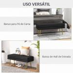 Baú de Arrumação para Quarto 39 L em Veludo com Pés de Aço 100x37,5x42 cm Preto