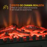 Lareira Elétrica Portátil 1000/2000W com Efeito de Chama Realista e Proteção Contra Superaquecimento 41,5x28x54 Preto