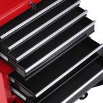 Carrinho de Ferramentas com Baú Superior 6 Gavetas Armário Fechadura e 4 Ganchos para Garagem 61,6x33x108 cm Vermelho