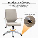 Cadeira de Escritório Ergonómica Giratória e com Altura Ajustável e Suporte Lombar 62x69x92 - 100 cm Bege