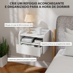 Conjunto de 2 Mesas de Cabeceira Flutuantes com Estação de Carregamento Gaveta Prateleira Aberta Estilo Moderno 40x29x29 cm Branco