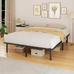 Estrutura de Cama 160x200 cm com Espaço de Armazenamento Abaixo e Ripas de Álamo Fácil de Montar Carga 350 kg Preto