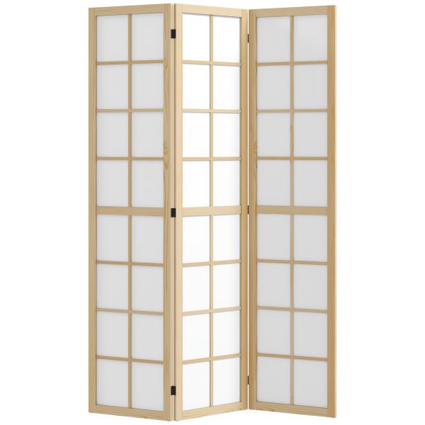 Biombo Dobrável de 3 Painéis Separador de Ambientes de Interior para Sala de Estar Dormitório e Escritório 120x170 cm Madeira e Branco
