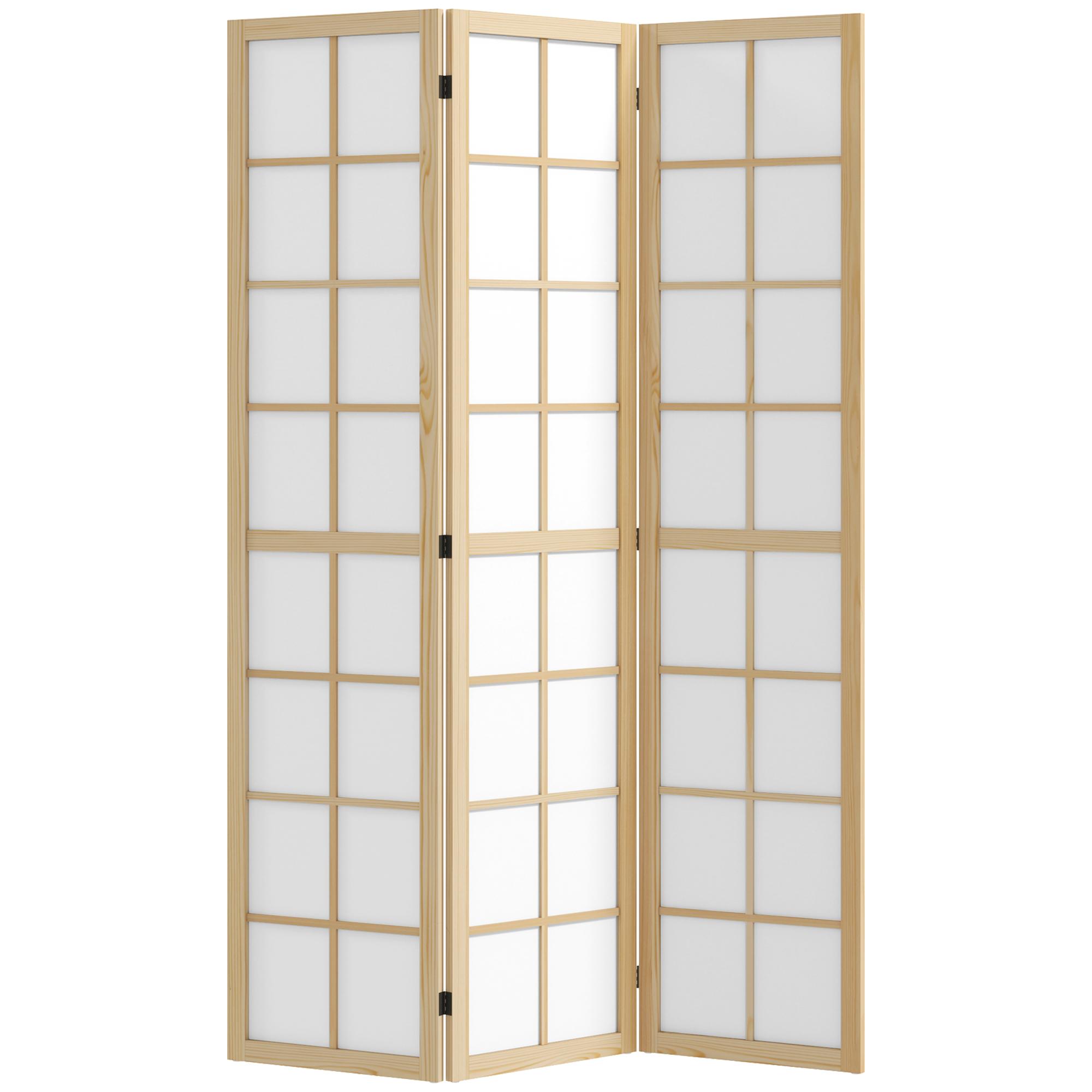 Biombo Dobrável de 3 Painéis Separador de Ambientes de Interior para Sala de Estar Dormitório e Escritório 120x170 cm Madeira e Branco