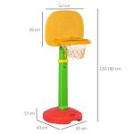 Tabela de Basquetebol Infantil para Crianças acima de 3 anos Altura Ajustável 2 Bolas e Inflador 52,5x44x120 - 160cm Amarelo Verde Vermelho