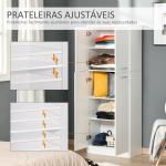 Armário de Arrumação Armário Multiusos com 5 Prateleiras Ajustáveis Móvel Auxiliar para Cozinha Sala Dormitório 59x31x155 cm Branco