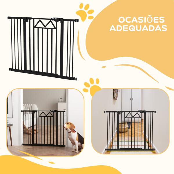 Barreira de Segurança Extensível para Animais de Estimação com Fecho Automático e Sistema de Duplo Bloqueio 74 - 100x76 cm Preto