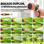 Carretel de Mangueira para Jardim 28+2 m com 12 Modos de Pulverização Bloqueio Automático e Retracção Controlada Suporte Orientável 180° Laranja