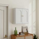 Armário de Casa de Banho de Parede Móvel de Casa de Banho Suspenso com Prateleiras 2 Portas com Desenho em Arco 60x20x60 cm Branco