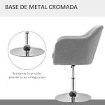 Cadeira de Escritório Operativa Giratória 360°com Altura Ajustável Apoio para os Braços e Almofada 60x60x79 - 91 cm Cinza