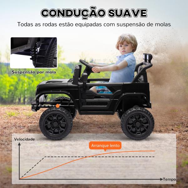 Carro Elétrico para Crianças Carro Elétrico Infantil UTV 12V com Velocidade Ajustável USB e Faróis 95x62,5x65 cm Preto