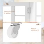 Mesa Dobrável com Asas Dobráveis Mesa de Cozinha com 2 Rodas e Prateleiras Estilo Moderno 120x60x75 cm Branco