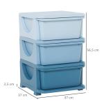 Organizador de Brinquedos Infantil para crianças acima de 3 anos com 3 Gavetas e Alças amplo espaço de armazenamento para Roupas Livros brinquedos 37x37x56,5 cm Azul