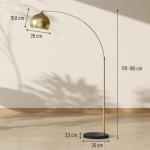 Candeeiro de Pé em Forma de Arco com Altura e Comprimento Ajustáveis com Interruptor de Pé 110 - 115x30x170 - 180 cm Dourado e Preto