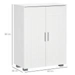kleanklin Armário de Casa de Banho com 2 Portas e 2 Prateleiras Ajustáveis em 7 Níveis Móvel Auxiliar de Armazenamento para Sala de Estar Cozinha 60x30x80cm Branco