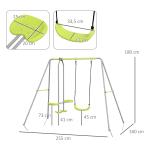 Baloiço para Crianças Baloiço Jardim com 1 Baloiço Simples 1 Planador e Anti - UV 255x160x180 cm Cinza e Verde