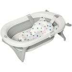 Banheira para Bebé Recém Nascido até 3 Anos Dobrável 30 Litros com Tampa Termossensível e Almofada Confortável Almofadas Antiderrapantes 81,5x50,5x23,5cm Cinza e Branco