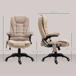 Cadeira de Escritório com Massagem 6 Pontos Reclinável até 130° com Função de Aquecimento 67x74x107 - 116 cm Castanho Claro