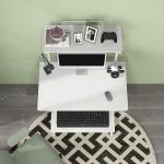 Secretária para Computador com Rodas, Bandeja para Teclado, Suporte para CPU e Prateleiras 80x50x130 cm Branco