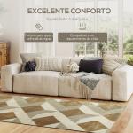 Tapete Sala de Estar 170x120 cm Tapete Lavável na Máquina de Lavar Pelo Curto Estilo Moderno Creme e Marrom Claro
