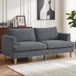 Sofá de 3 Lugares Revestido em Veludo Almofadas Espessas com Molas Assento Largo 2 Almofadas 188x80x86 cm Cinzento Escuro