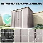 Abrigo de Jardim 213x130x172 cm Abrigo de Exterior de Aço Galvanizado com Porta Corredeira para Armazenamento Cinza Claro