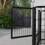 Parque para Cães com 4 Painéis Dobrável 82x82x60 cm com Porta e Fechadura para Exterior e Interior Cinza Escuro