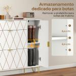 Sapateira Estreita com 2 Compartimentos Abatíveis Armário e Prateleiras Ajustáveis 10 - 14 Pares de Sapatos 110x25x110,6 cm Branco
