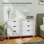 Cómoda com 6 Gavetas e Pés Elevados Cómoda para Dormitório Estilo Moderno Anti - Tombo 120x40x76 cm Branco